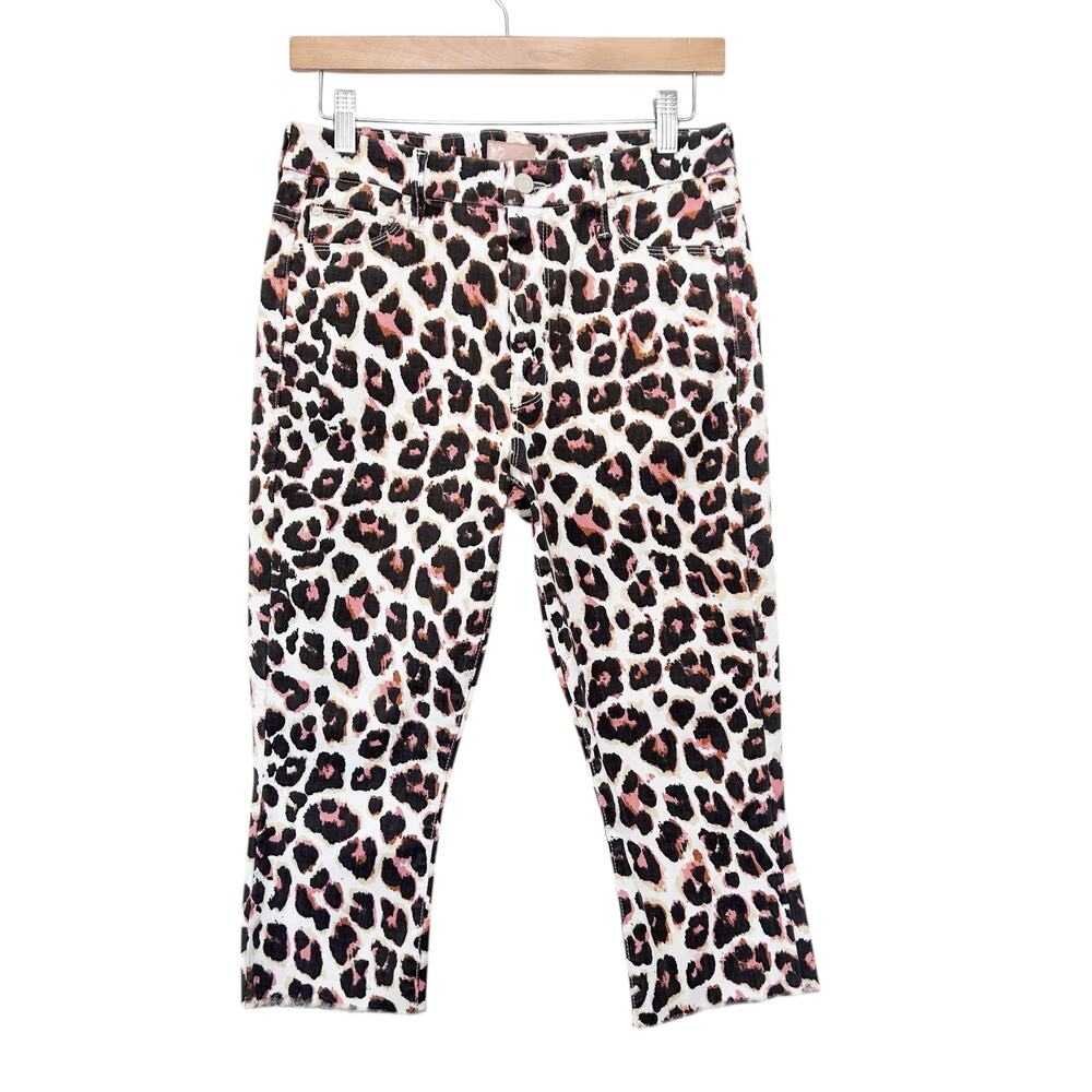 MOTHER Leopard High Waisted Looke Ankle Fray Jeans Sz 28